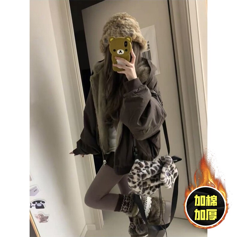 两面穿现货重磅短款座山雕棉衣男女双面穿毛毛绒棉服加厚外套,男装棉衣,电商A443
