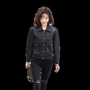 黑色皮衣外套短款女2025新款气质女神范休闲百搭显瘦小个子皮夹克图片