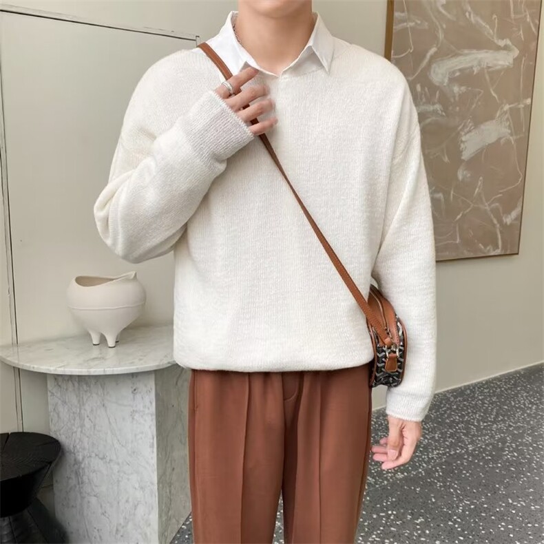 男士针织衫轻熟风春秋季新款男装高级感假两件衬衫毛衣外套MB36,男装针织衫/毛衣,星座1116A-2（原606A-1）