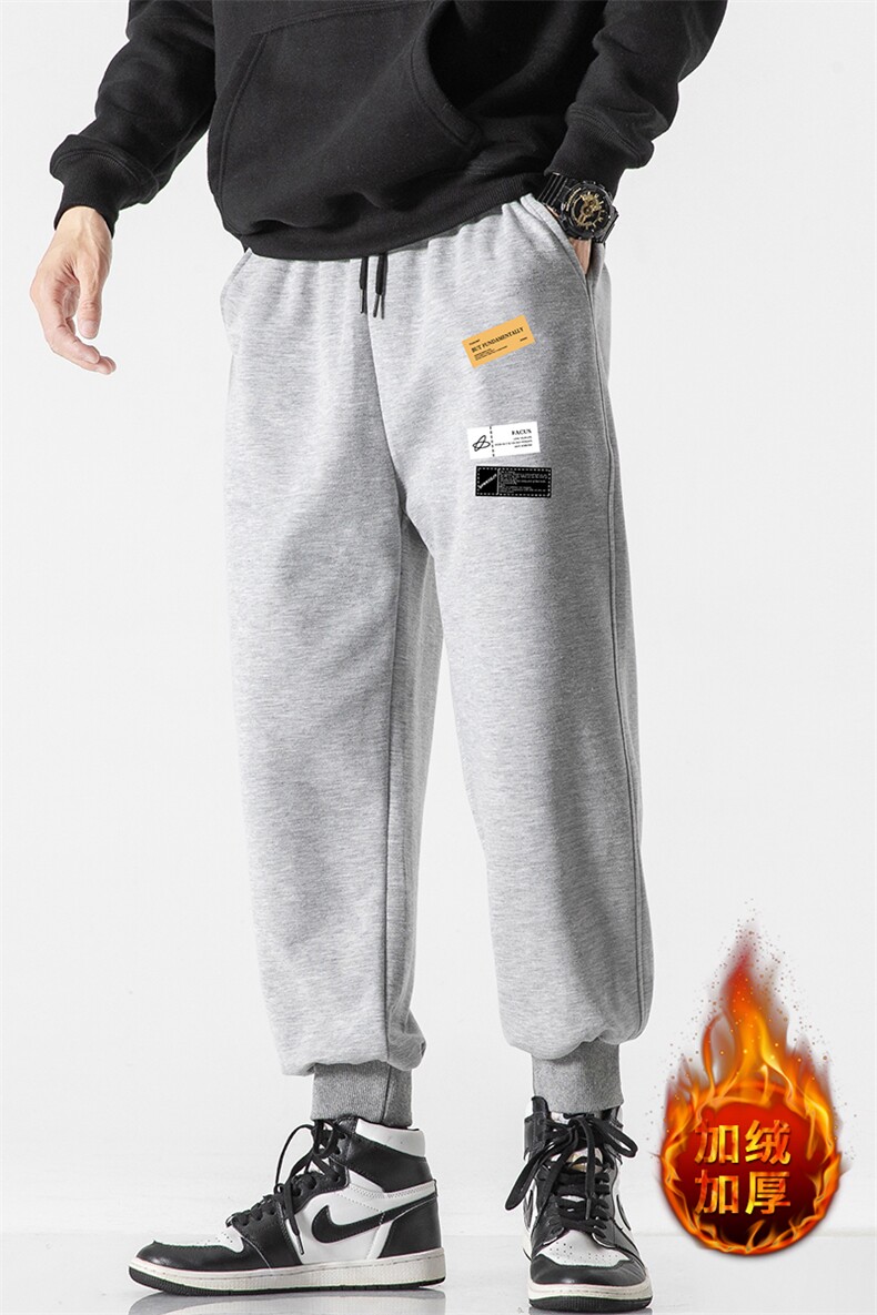K12118-P40加绒P50束脚纯棉运动裤男士休闲裤大码宽松卫裤男,男装休闲裤,电商A040A