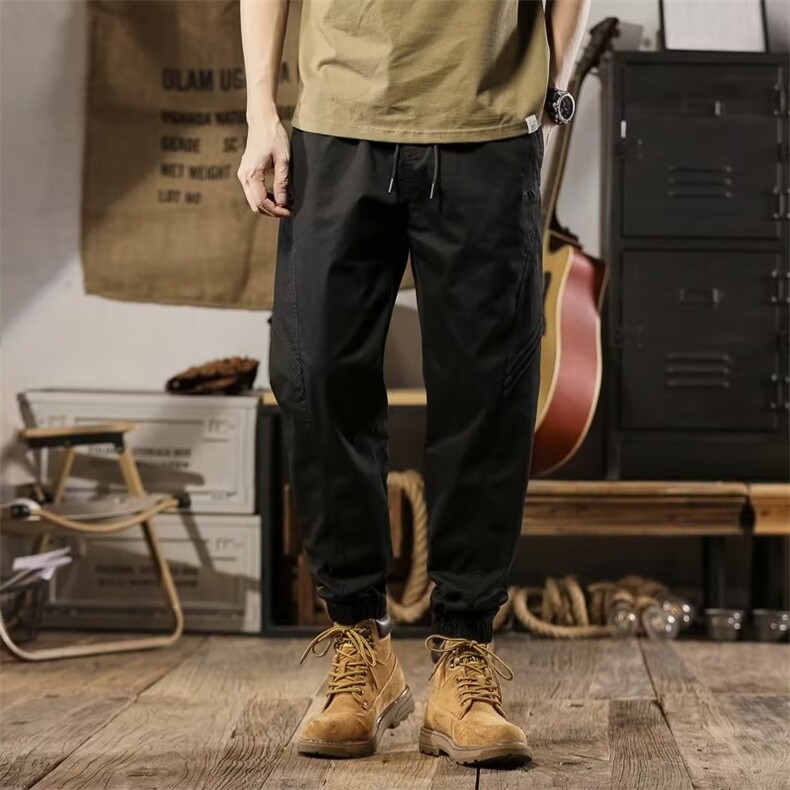 美式重磅复古工装裤男春秋新款宽松潮牌哈伦休闲原创束脚裤男K79,男装工装外套,星座310B-1