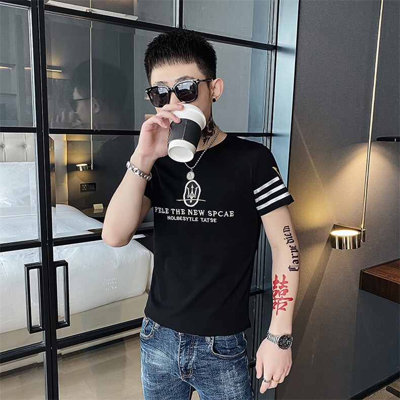 312A-7315-P35新款社会小伙短袖T恤修身男士潮流半袖体恤C,男装T恤,星座312A-5