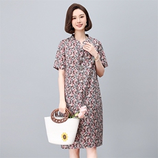 纯棉碎花连衣裙女夏2025新款中年妈妈宽松大码遮肚子显瘦减龄裙子，女装连衣裙，依恋蒂丝