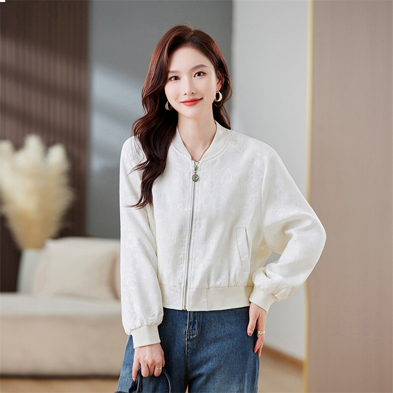 时尚百搭棒球服短外套女秋季新款显瘦小个子休闲上衣,女装短外套,美沁