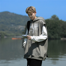 大大码秋季重磅高品质砂洗做旧坎肩连帽卫衣JF33-特P60控88，男装卫衣，电商A422-1
