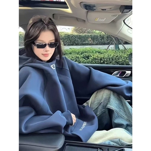 网图有货美式连帽宽松卫衣男女拼接字母刺绣慵懒外套A969-P40