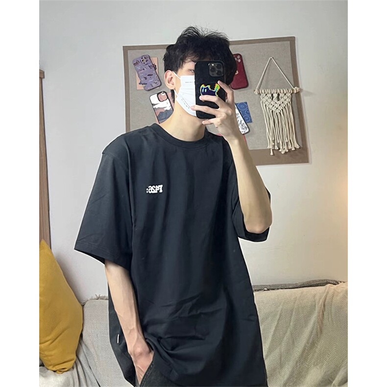 抖音得物供货210克现货宽松纯棉美式潮牌印花落肩袖纯棉T恤AT2192,男装T恤,电商A443