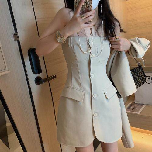 排扣抹胸裙，胸罩，XTZ style