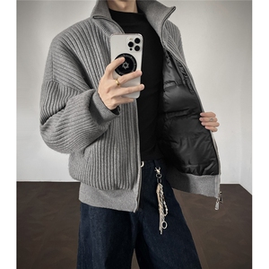 现货冬季新款针织毛衣拼接棉服男冬季MY5013-特P105控188图片