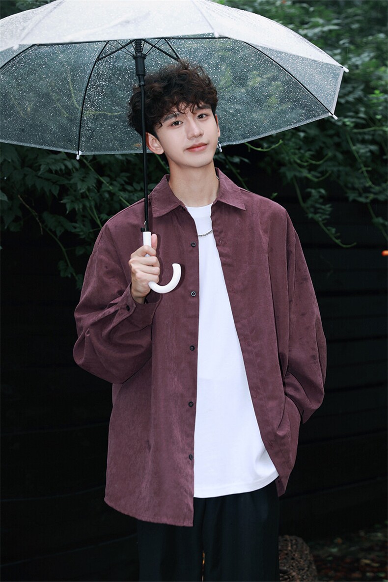 秋季雪花绒长袖衬衫Q2480-TP2539青少年休闲宽松薄外套男,男装衬衫,电商A102