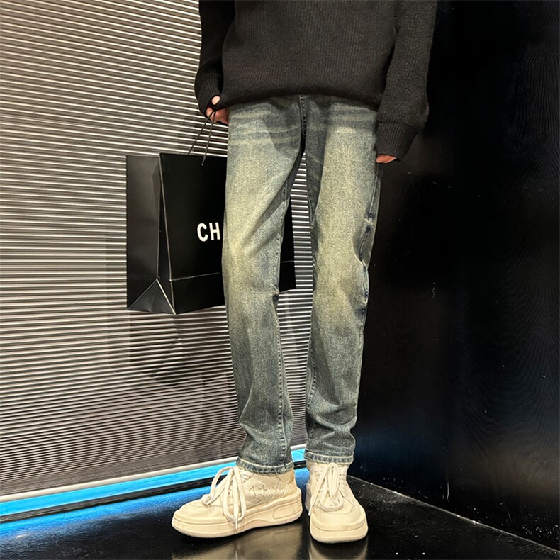 美式高街牛仔裤修身直筒小脚裤潮牌休闲裤610A-1-K3705-P65,男装牛仔裤,星座610A-1