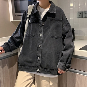 港风痞帅牛仔外套男秋季ins潮流韩版宽松牛仔衣夹克衫JK3306-p65图片