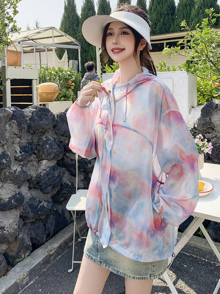 多巴胺紫色绝美气质防晒服女夏季韩系小个子海边轻薄连帽防晒衣潮,女装防晒衣,蝶眷