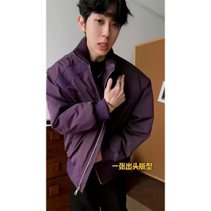 高品质春装新款老钱风美式高街解构立领棒球服飞行夹克潮休闲外套图片