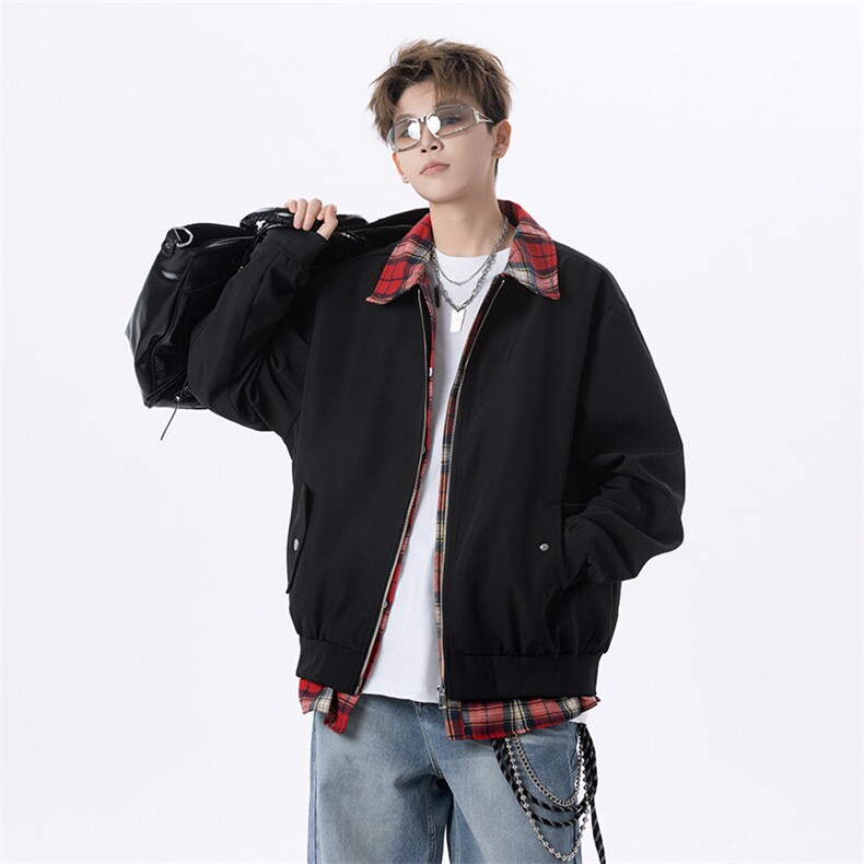JK8819-P68无影墙假两件撞色美式夹克外套图片