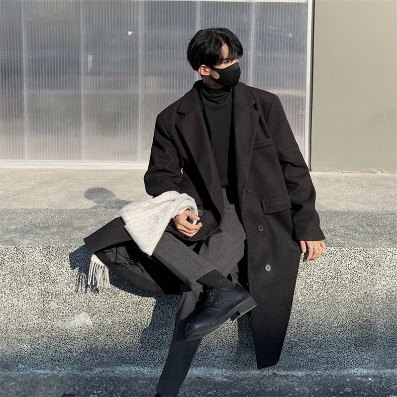 中长款毛呢大衣男2024新款春秋季棉外套高级感英伦风衣JK0252-P98，男装风衣，星座308B-2