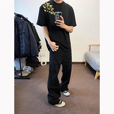 万针全刺绣工艺高品质260克双纱纯棉美式高街宽松短袖T恤特P33，男装T恤，电商A486