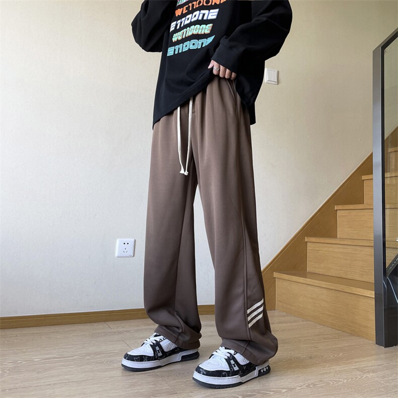 高品质秋款男休闲卫裤三条杠条纹直筒宽松长裤h115P35,男装休闲裤,星座1013-1