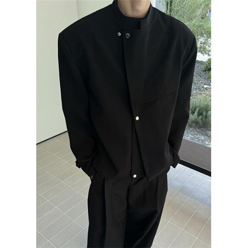 解构设计按新中式立领夹克男士新款黑色休闲西装外套西服XF03,男装夹克,星座1116A（原606A-3）