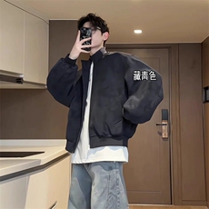 现货网图抖音品质春秋皮夹克扎染皮衣外套JK321P65，男装夹克，星座1904A