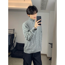 网图现货美式宽松立领半拉链毛衣男M9201特P60，男装针织衫/毛衣，星座205-3