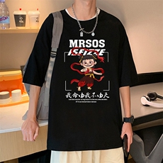 T810纯棉宽松短袖T恤男夏季新款哪吒半袖风男生体恤衫，男装T恤，星座304A