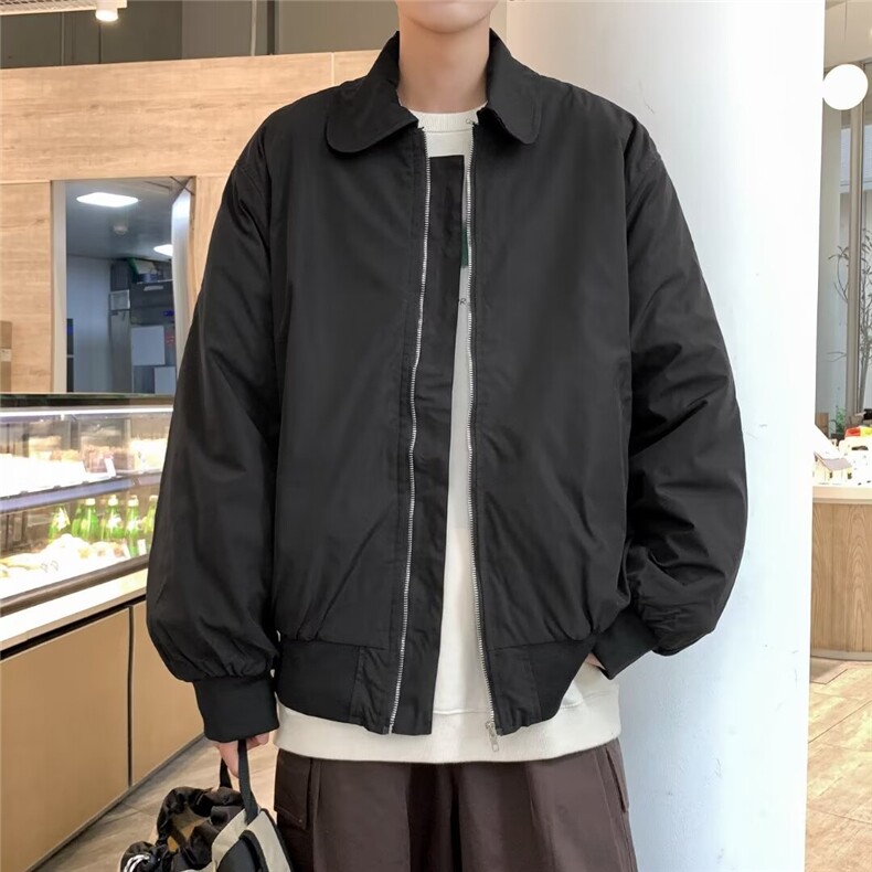 潮男衣柜美式拉链翻领教练飞行夹克男棒球服休闲棉服外套MC421,男装夹克,星座1116A-1（原606A）