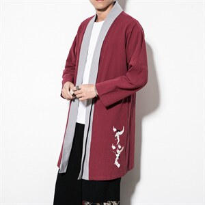 风唐装复古刺绣开衫外套中式中长款汉服披风男风衣 JK617 P85图片
