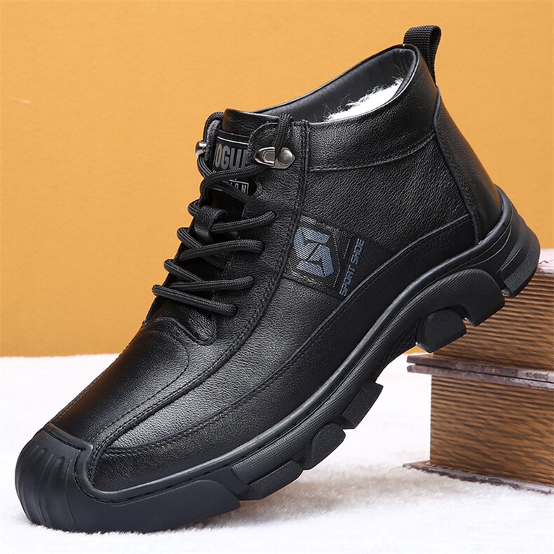 真皮男鞋2024冬季新款百搭棉鞋男加绒加厚保暖鞋，男鞋雪地靴，电商A223