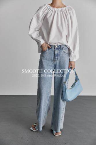 春季新品现货一字肩衬衣，女装，SMOOTH