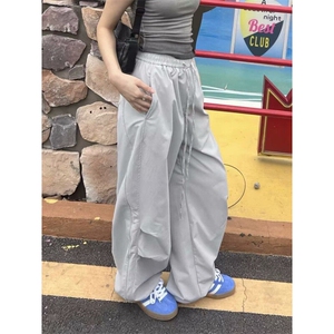 美式休闲阔腿男女弹力腰宽松伞兵工装裤XZ302B-1-K988P38图片