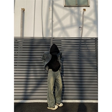 2024/水洗黄泥色cleanfit牛仔直筒破洞裤1005-3-SGN0015-P65控88，男装休闲裤，星座1005-3