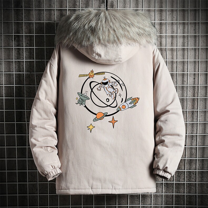 MM48142-P130 冬季大毛领衣男士大码加厚袄男服 网格挂拍图片