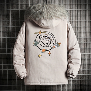 MM48142-P130 冬季大毛领衣男士大码加厚袄男服 网格挂拍图片