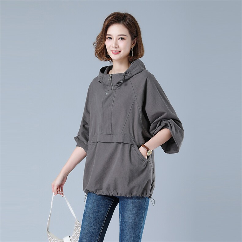 2022年秋新品494款套头外套纯色纯棉宽松型，女装大码女装，秋牧寒烟
