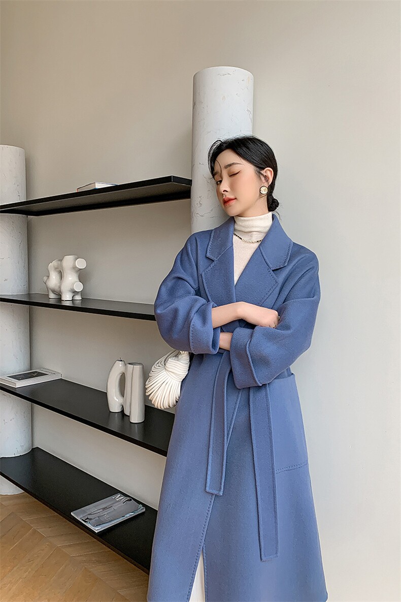 2024年秋季慵懒风秋冬保暖百搭时尚羊毛大衣,女装双面呢大衣,荣图大衣