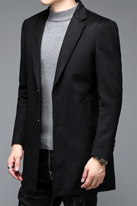 羊毛大衣男厚款休闲外套中年男士休闲西服领上衣ALXB8205-P330图片