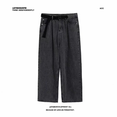 牛仔裤男宽松阔腿裤直筒休闲长裤潮流百搭ins港风男裤子7067-p45，男装牛仔裤，星座1008