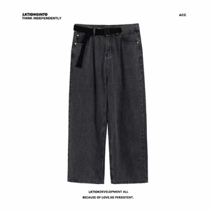 牛仔裤男宽松阔腿裤直筒休闲长裤潮流百搭ins港风男裤子7067-p45图片