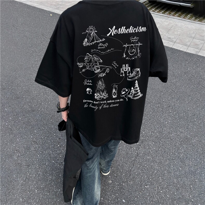 重磅美式高街印花纯棉大码宽松休闲短袖T恤 T2506-P25控38图片
