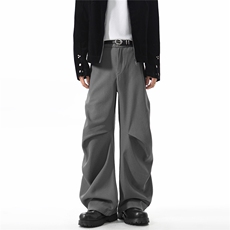 YK168特P40控68无影墙凉秋美式宽松阔腿拖地微喇褶皱垂感西裤，男装西裤，电商A249