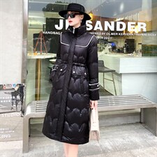现货2023年冬季新款小香风中长款百搭时尚抽绳羽绒90白鸭绒羽绒服,女装羽绒服,火爆靓佳人