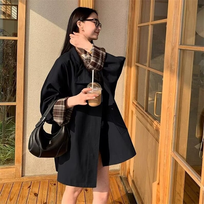 大码女装休闲短款风衣外套女2025春秋新款韩版设计感夹克女,男装风衣,星座1210-1
