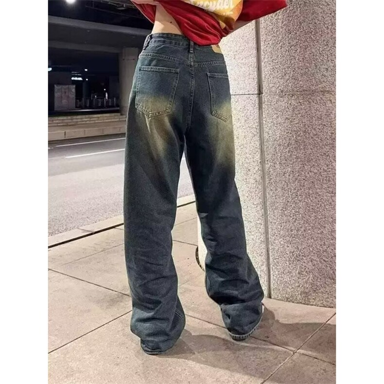 美式vibe复古破洞牛仔裤男女高街嘻哈宽松做旧长裤K60726-P40网图,男装牛仔裤,电商B245