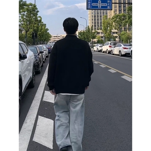 重磅秋冬北极绒双拉链毛衣开衫美式复古休闲慵懒风宽松针织衫外套图片