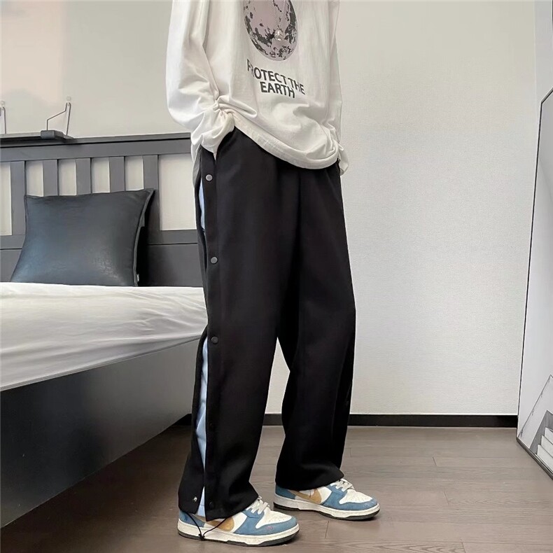 排扣裤子男秋冬季ins潮宽松毛呢休闲裤K1136P35,男装休闲裤,星座1116-2