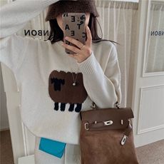 2025年秋季新款百搭小羊印花加厚圆领，女装羊毛衫，优麦羊绒（原洪叶羊绒）