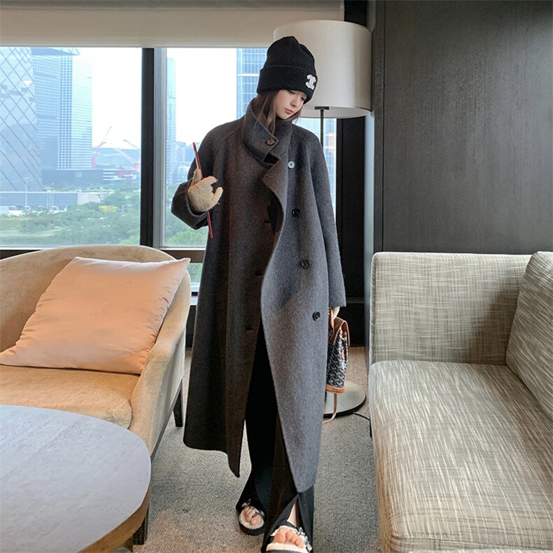 高端秘鲁长毛感羊毛双面混纺大衣P285K428,女装毛呢外套,2C333