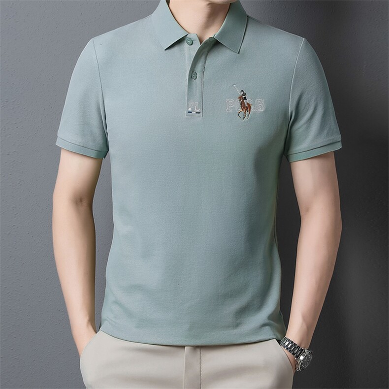2024夏季新款男士短袖T恤衫薄款翻领刺绣上衣服半袖POLO衫男装,男装T恤,电商B212（原钱塘6029）