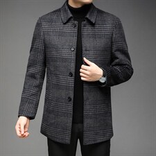翻领毛呢大衣男士中长款羊毛呢子外套中年秋冬款男装DS81055-P300，男装毛呢大衣，电商B212（原钱塘6029）